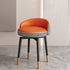 Contemporary Luxury Round Arc Metal Faux Leather Vanity Stool Backrest For Bedroom