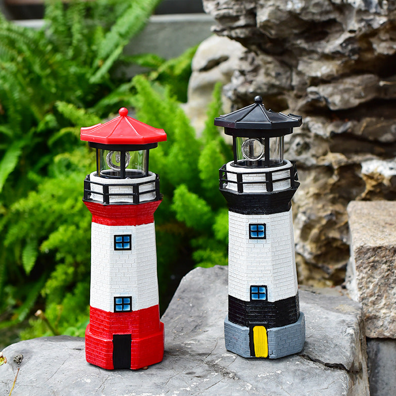 Contemporary Creative Solar Waterproof Lighthouse Resin LED Outdoor Light For Garden