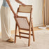 Modern Minimalist Foldable Square Rattan Wood Dining Chair Backrest Armrest For Dining Room