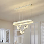 Contemporary Luxury Circle Ring Shade ABS Swan Decor LED Chandelier For Living Room