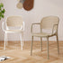 Contemporary Nordic Square Rattan Plastic Dining Chair Backrest Armrest For Dining Room