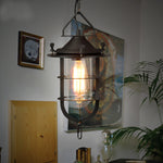 Traditional Vintage Birdcage Boatyard Iron Glass 1-Light Pendant Light For Living Room