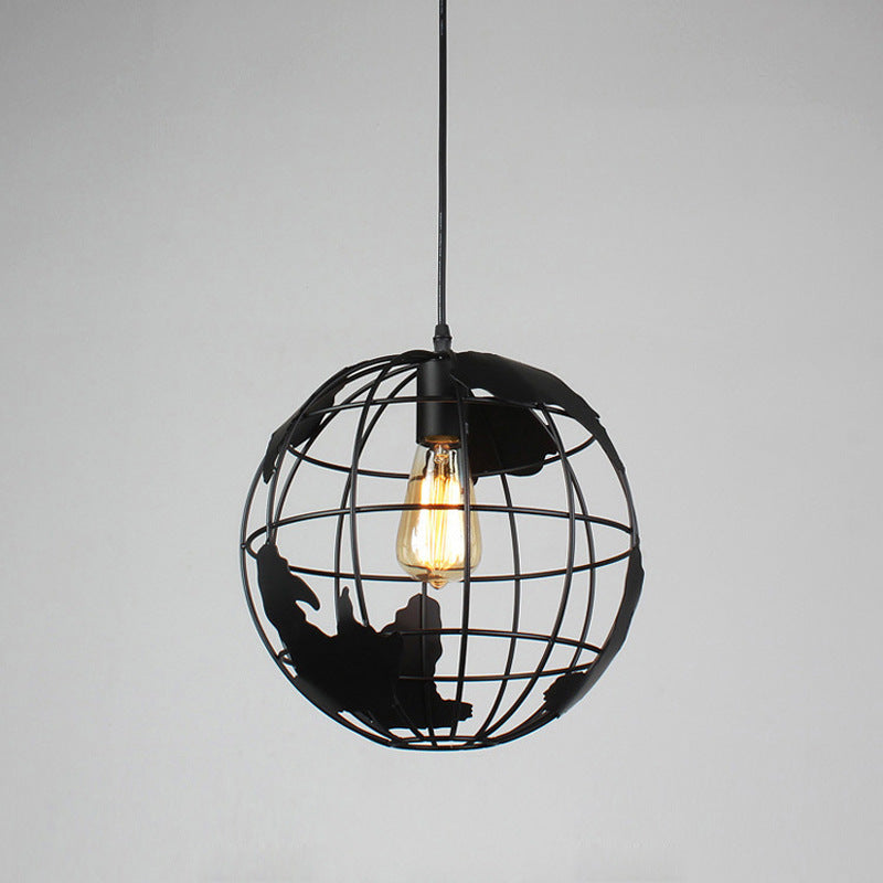 Contemporary Industrial Round Globe Iron Mesh Shade 1-Light Pendant Light For Living Room