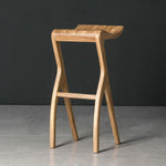 Traditional Japanese Curved Ash Wood Bar Stool Footrest For Dining Room