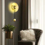 Contemporary Nordic Round Water Ripple Glass Iron LED Wall Sconce Lamp For Living Room