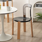 Modern Minimalist Round Wooden ABS PC Chair Four Legs Backrest For Living Room