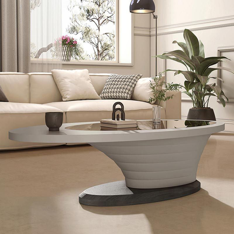 Modern Luxury Oval Glass Density Fiberboard Top Coffee Table For Living Room