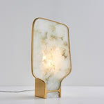 Traditional Chinese Irregular Marble Shade Hardware Edge 1-Light Table Lamp For Home Office