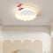 Modern Art Deco Kids Iron PE Rocket Cloud Round LED Flush Mount Ceiling Light For Bedroom