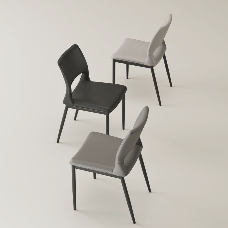 Contemporary Nordic Square Curved Upholstered Hollowed Out Leather Carbon Steel Dining Chair Backrest For Dining Room