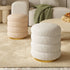 Modern Minimalist Cylinder Lambswool Fabric Metal Vanity Stool For Bedroom