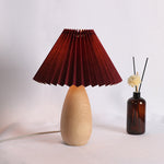 Contemporary Retro Pleated Fabric Solid Wood Base 1-Light Table Lamp For Bedroom