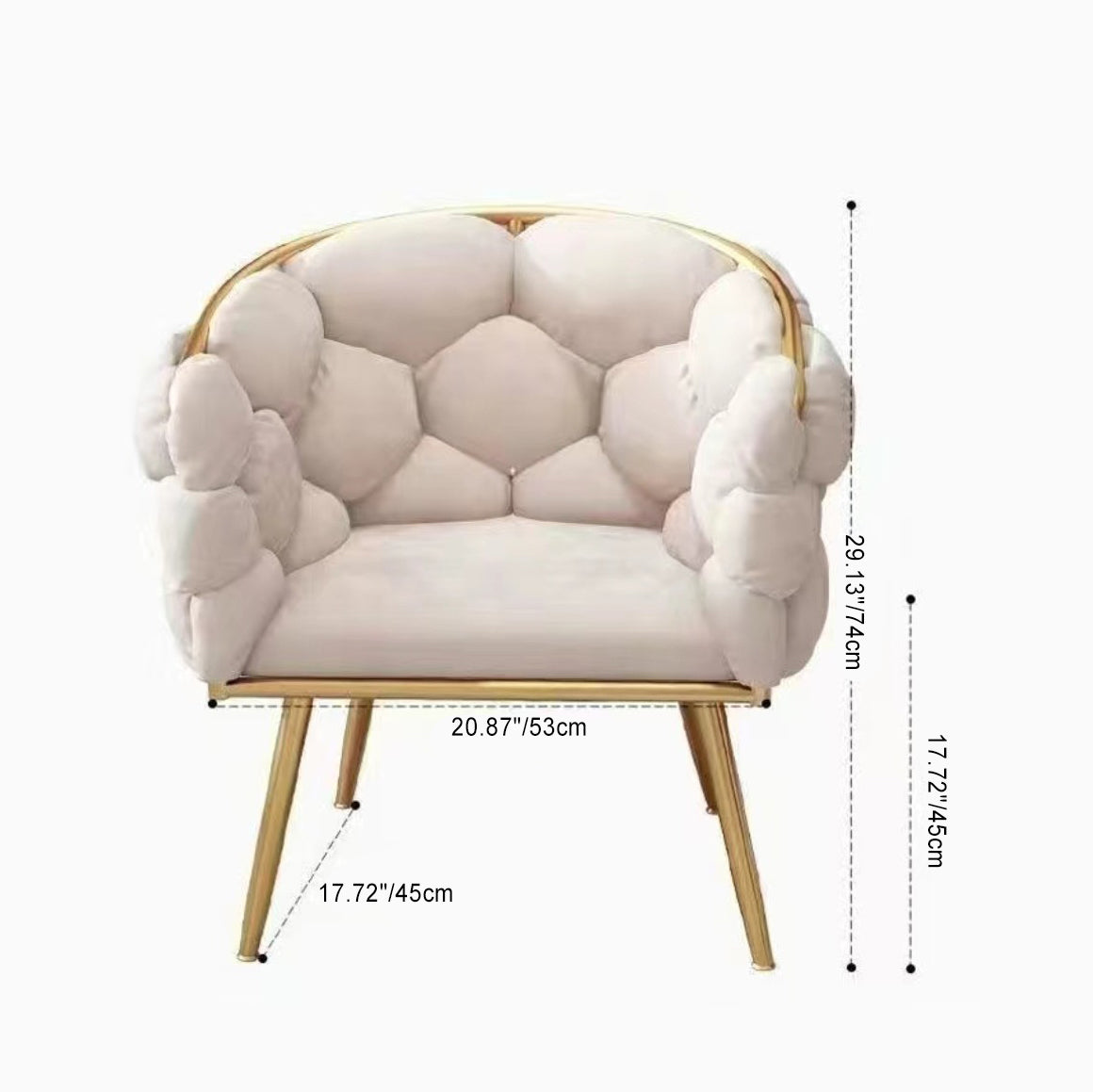 Modern Minimalist U-Shaped Metal Leather Vanity Stool 4-Legs Backrest Armrest For Bedroom