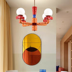 Contemporary Creative Colorblock Geometry Block Resin Cheese Design 4-Light Chandelier For Dining Room