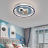 Contemporary Creative Childlike Spaceman Rabbit Design LED Kids Flush Mount Ceiling Light For Bedroom