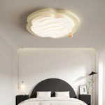 Modern Nordic Cream Biscuit PVC Shade Hardware LED Flush Mount Ceiling Light For Bedroom