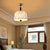 Traditional French Romantic Round Floral Fabric Wood Metal 1-Light Pendant Light For Bedroom