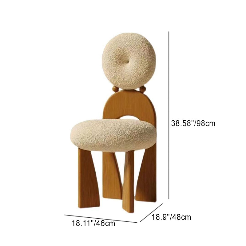 Contemporary Creative Velvet Upholstered Arc Wood Frame Vanity Stool Backrest Armless For Bedroom