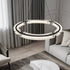 Contemporary Simplicity Frosted Glass Circle Ring Copper Acrylic LED Chandelier For Living Room