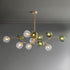 Contemporary Nordic Branch Line Orb Hardware Glass 6/8/12 Light Chandelier For Living Room