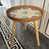 Traditional Rustic Handmade Shell Round Wood Rattan Side Table For Living Room