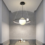 Modern Minimalist Circle Orb Iron Silicone Aluminum LED Pendant Light For Living Room