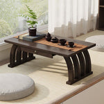 Traditional Chinese Rectangular Curved Bamboo Plank Coffee Table For Living Room