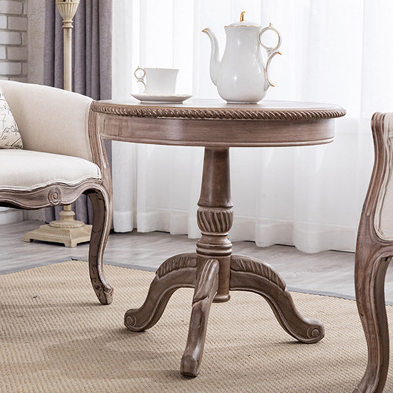 Traditional French Round Wood Coffee Table Three Legs For Living Room