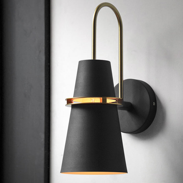 Contemporary Scandinavian Iron Cylinder Horn 1-Light Wall Sconce Lamp For Bedside