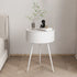 Modern Minimalist Round Tabletop Iron Nightstand 1-Storage For Bedroom