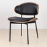Contemporary Nordic Walnut Wood Grain Microfiber Leather Upholstered Dining Chair Backrest For Dining Room