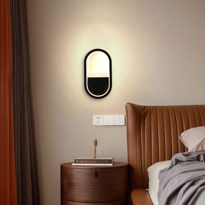 Modern Minimalist Iron Silicone Elliptical Circular Arc LED Wall Sconce Lamp For Bedroom