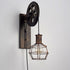 Traditional Vintage Iron Cage Pulley Liftable 1-Light Wall Sconce Lamp For Dining Room