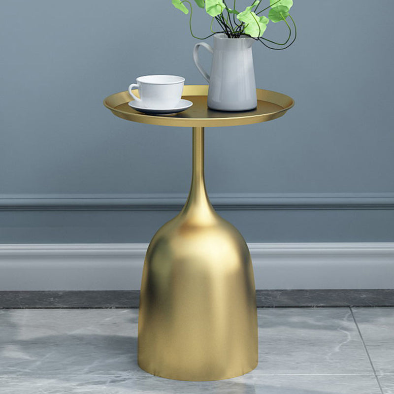 Contemporary Scandinavian Round Wine Cup Metal Iron Marble End Table 1-Tray For Living Room