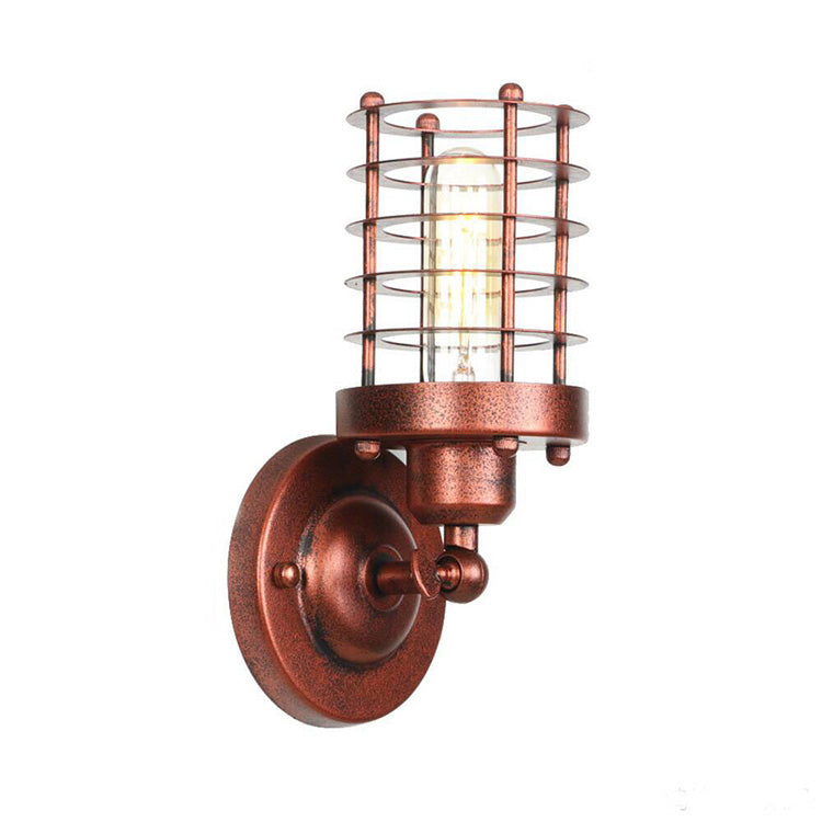 Traditional Farmhouse Wrought Iron Wire Cage 1-Light Wall Sconce Lamp For Dining Room