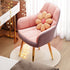 Modern Luxury Velvet Upholstered Metal Tapered Legs Vanity Stool Backrest Armrest For Bedroom