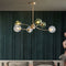 Contemporary Nordic Branch Line Orb Hardware Glass 6/8/12 Light Chandelier For Living Room