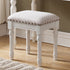 Contemporary Scandinavian Square Linen Leather Solid Wood Vanity Stool Backless Armless For Bedroom