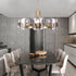 Modern Luxury Golden Finished Framed Curved Glass Panel 6/8-Light Chandelier For Dining Room