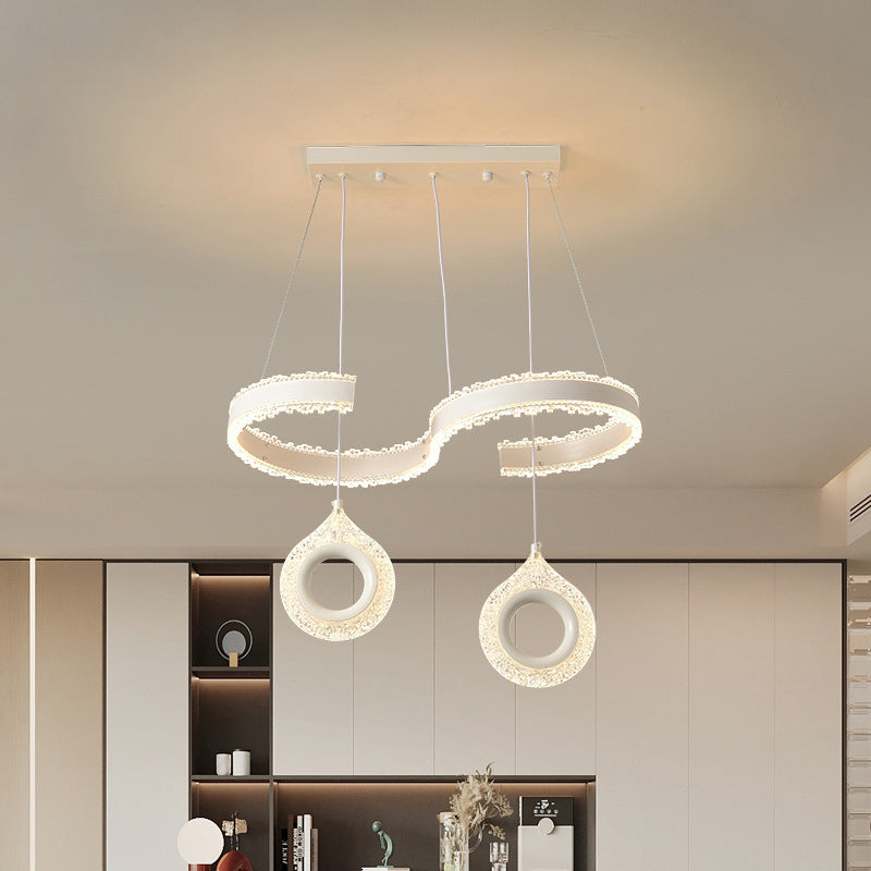 Contemporary Scandinavian Iron Aluminum Acrylic Round Semicircle LED Chandelier For Living Room