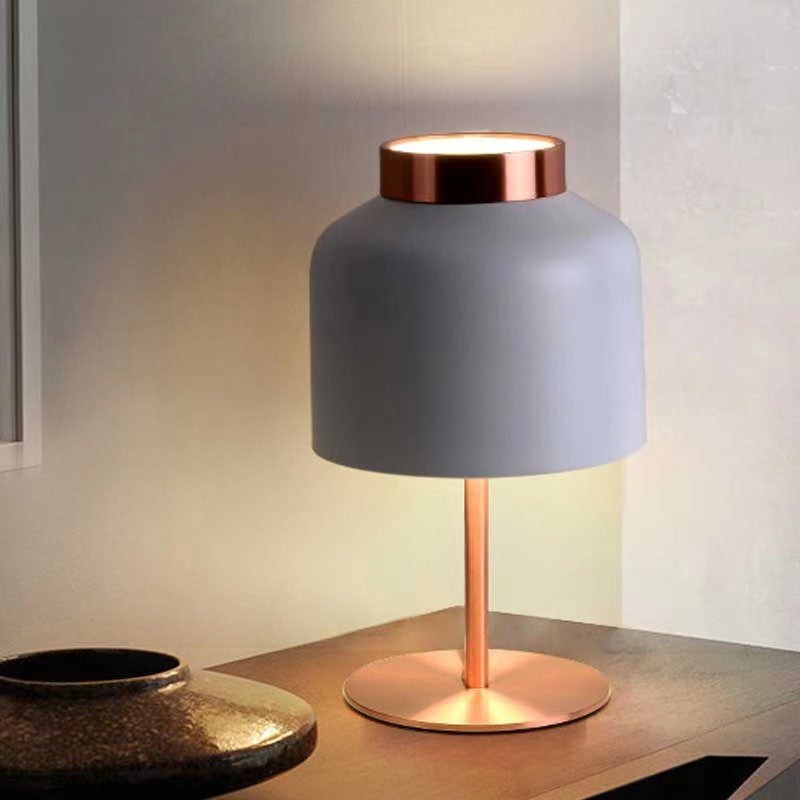 Modern Minimalist Round Cylinder Iron 1-Light Table Lamp For Bedroom