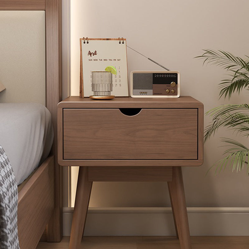 Modern Simplicity Square Cubic Rectangular Rubber Wood Nightstand 1/2 Drawer For Bedside