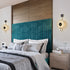 Modern Minimalist Concentric Circles Curved Pole Marble Disc Iron Copper LED Wall Sconce Lamp For Living Room