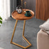 Modern Minimalist Imitation Walnut Grain Round Tray Top End Table For Living Room