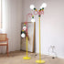 Contemporary Retro Curved Pole Round Ball Fruit Iron Glass 3-Light Standing Floor Lamp For Living Room