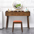 Modern Minimalist Rectangular Solid Wood Leather Vanity Stool For Bedroom