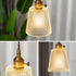 Traditional Vintage Cylinder Brass Glass 1-Light Pendant Light For Living Room