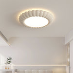 Contemporary Scandinavian Macaron Fiberglass Iron Round LED Flush Mount Ceiling Light For Bedroom