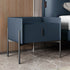 Contemporary Scandinavian Rectangular Leather Carbon Steel Metal 1-Drawer For Bedside