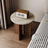 Traditional Vintage Round Rectangle Cross Base Natural Travertine Wood Coffee Table For Living Room